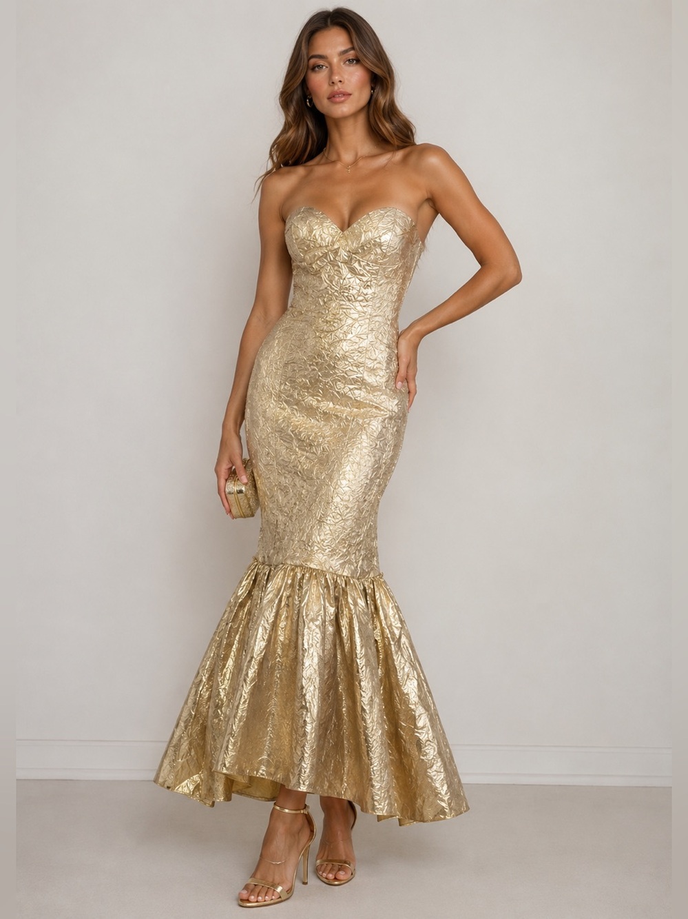 ⚠️ Clearance Long gold strapless dress